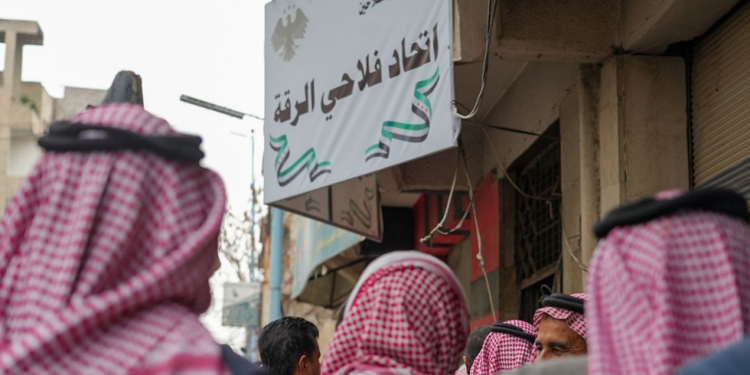 Farmers’ sit-in in Raqqa to demand support for the agricultural sector and the dismissal of the head of the Farmers Union